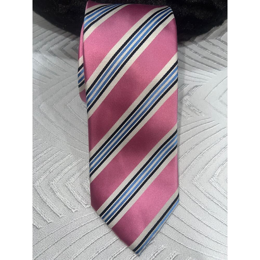Countess Mara Pink 100% Silk Tie Logo Lined Elegant Classic 58.5”